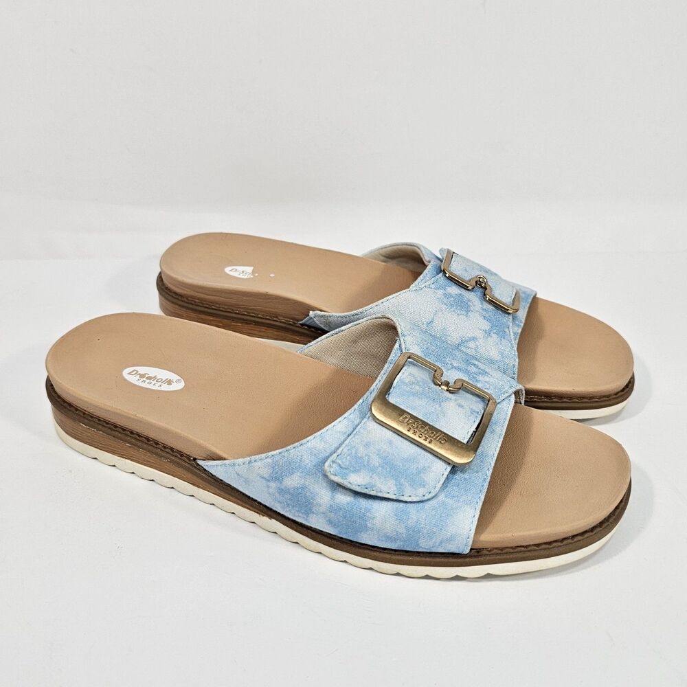 Dr. Scholl's Originalist 2 Blue Tie Dye Buckle Slide Sandals Women Size 7.5M
